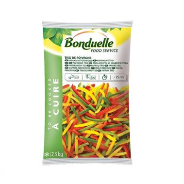 Paprika viilud, 3 värvi, külm., IQF, 4*2.5kg, Bonduelle