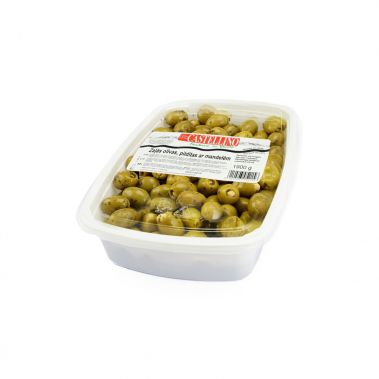 Oliivid rohelised täidetud mandliga, õlis, 101/110, 2*1.9kg (k.k. 1.3kg), Castellino