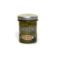 Oliivid rohelised täidetud musta oliivi kreemiga, õlis, 101/110, 6*180g, Castellino